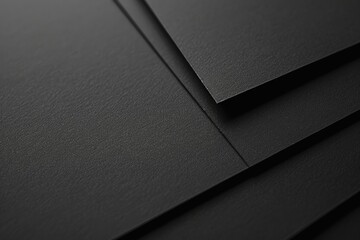 A stack of black paper sheets. Ideal for business and office concepts - obrazy, fototapety, plakaty