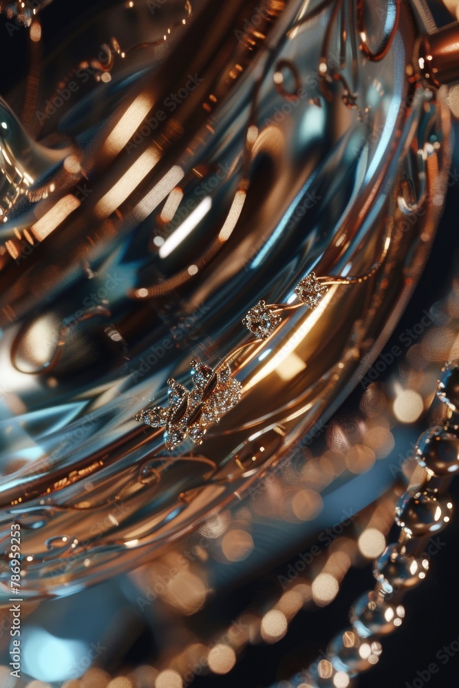 Aufkleber Close up of a clock with vibrant lights in the background. Ideal for time management concepts