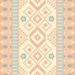 Obraz premium Traditional ethnic, geometric, ethnic,culture,ikat, fabric pattern for textiles,rugs,wallpaper,clothing,sarong,batik,wrap,embroidery,print,background, illustration, cover, pastel colors