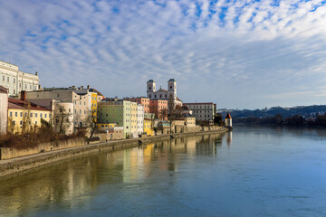 View over the Inn river in Passau, Bavaria, Germany.