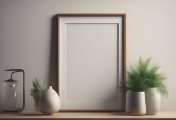 Frame mockup at home interior 3d render