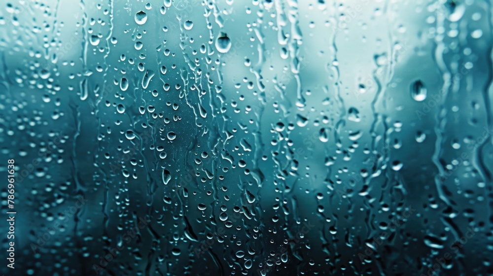 Poster clear view of water droplets on window, suitable for various design projects