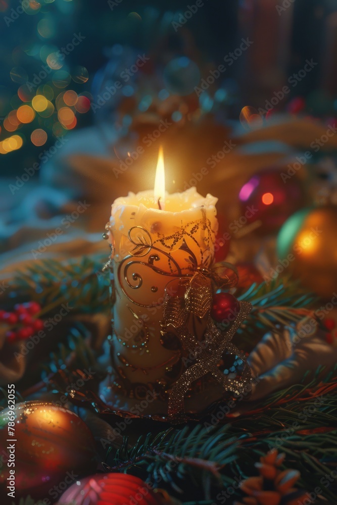 Aufkleber A simple image of a lit candle on a table, suitable for various uses