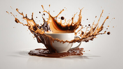 cup of coffee in chocolate - obrazy, fototapety, plakaty