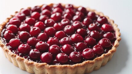 Close up of a delicious cherry pie, perfect for food blogs and recipes