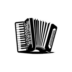 Classic Squeeze: Black Vector Silhouette of an Accordion- Accordion illustration- minimalist Accordion vector - obrazy, fototapety, plakaty