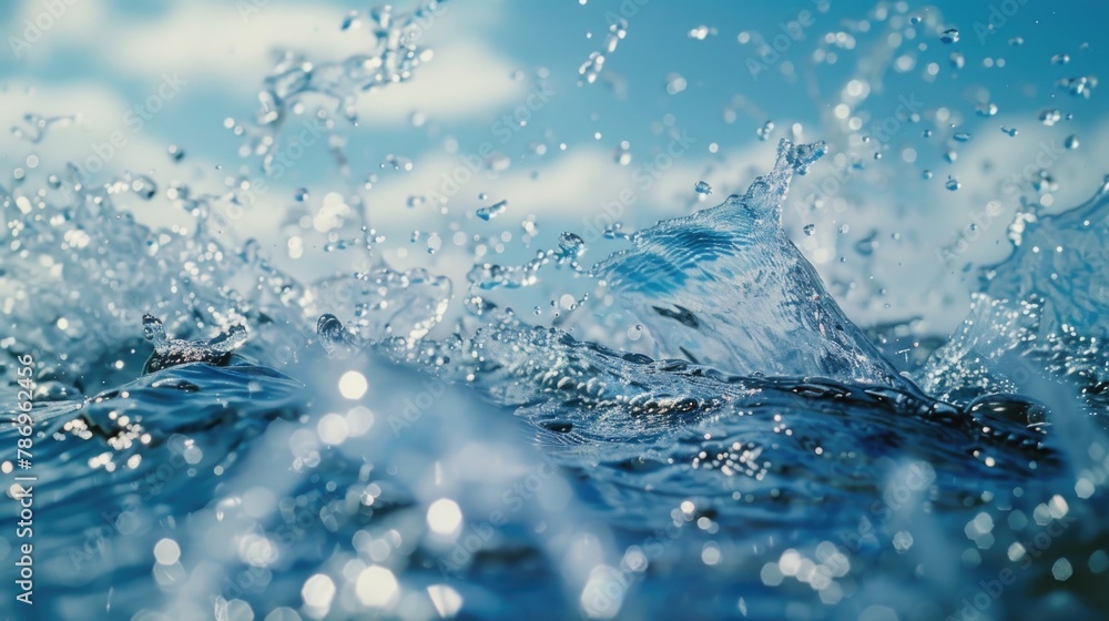 Poster A close-up view of a wave in the ocean. Ideal for nature and travel concepts