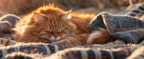 Curled-up naps on a beach towel, basking in the warmth of the sun, professional photography and light, Summer Background - obrazy, fototapety, plakaty
