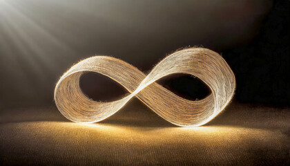 Infinity symbols made of fiber shine in the dark.