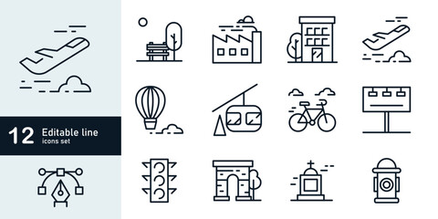 Location Icons Pack. Thin line icons set. Flaticon collection set. Simple vector icons