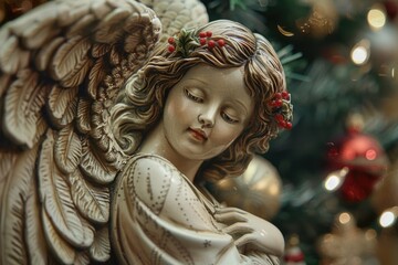Fototapeta premium Detailed shot of an angel statue, perfect for religious or memorial designs