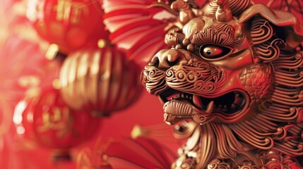 Detailed close up of a lion statue. Suitable for architectural projects