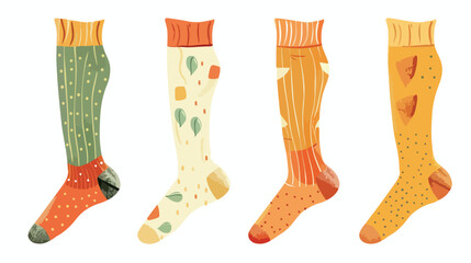 Set of four pairs of female or male legs in the socks