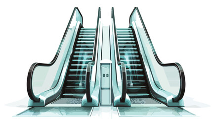 Double realistic vector escalator isolated on the white