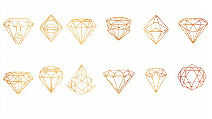 Elegant line diamonds icons logo set. Vector illustration
