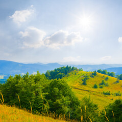 green mountain at the summer sunny day