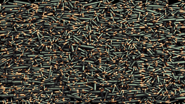 Bullets brass copper black conflict war gun violence gun crime ammunition projectile 3d illustration render digital rendering