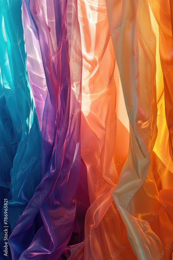 Poster close up of various colored fabric, suitable for background or design projects