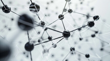 Detailed molecular connections in black and white, suitable for research imagery.