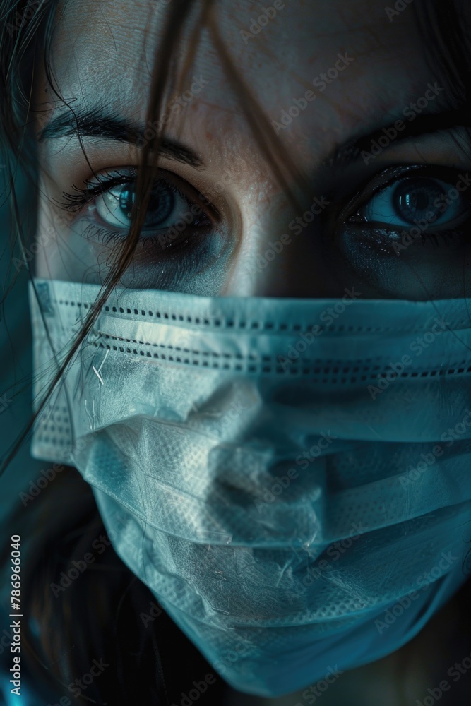 Poster close-up of a person wearing a face mask. suitable for health and safety concepts