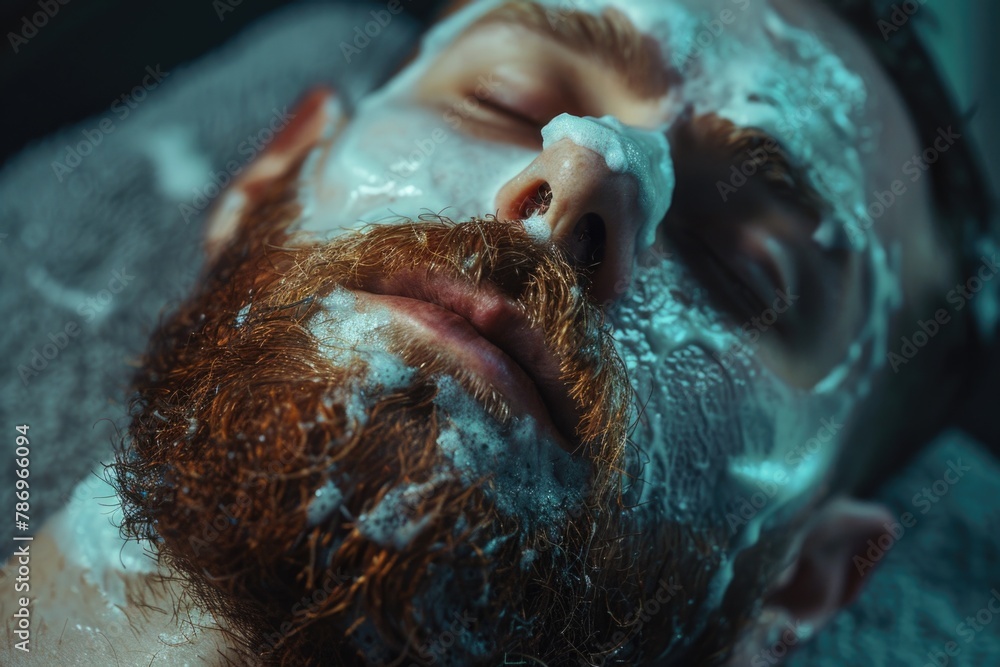 Aufkleber a detailed close-up of a man with a beard. suitable for various uses