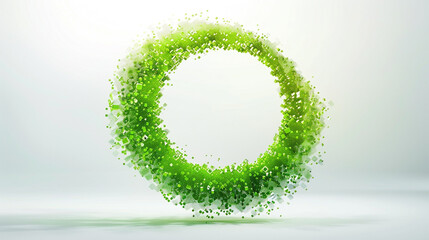 Apple green pixel circle on white, symbolizing digital life and unity.
