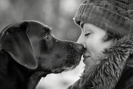 A dog and her human, labador