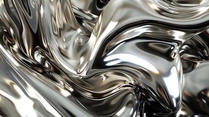 A close up of a shiny, silver, liquid-like surface with gentle waves.