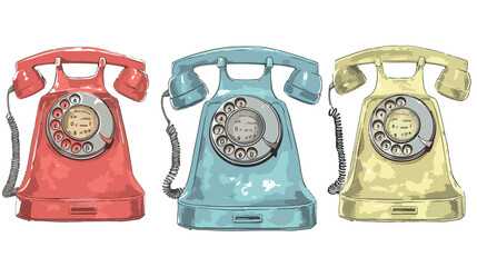 Set of three Four phones. Communication device. Class