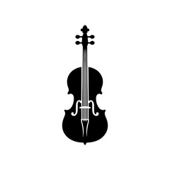 Fototapeta premium Black Vector Silhouette of a Cello, Symbolizing Classical Elegance and Rich Tones- Cello illustration- cello black vector silhouette