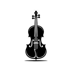 Black Vector Silhouette of a Cello, Symbolizing Classical Elegance and Rich Tones- Cello illustration- cello black vector silhouette © Wolfe 