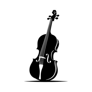 Black Vector Silhouette of a Cello, Symbolizing Classical Elegance and Rich Tones- Cello illustration- cello black vector silhouette