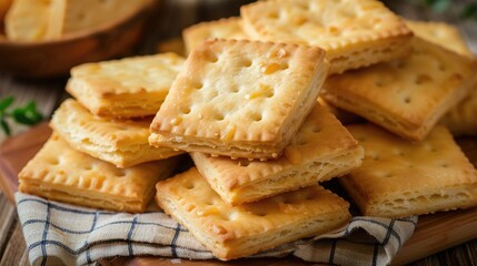 Close up image of butter biscuits on a wooden background