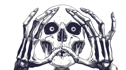 Skeleton hands doing ok gesture like binoculars Eyes