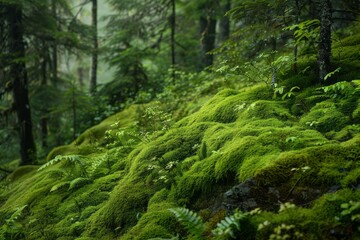 Lush Green Moss: Nature's Tapestry,generative ai