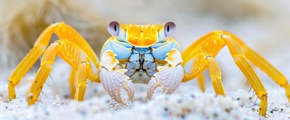 Playful pounces on small crabs scuttling along the shoreline, professional photography and light , Summer Background - obrazy, fototapety, plakaty