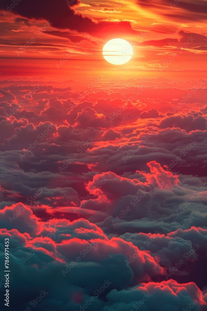 Poster Beautiful sunset with clouds in the sky. Perfect for nature backgrounds