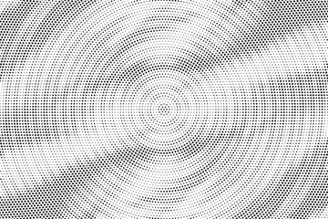 Halftone pattern background with radial effect, round spot shapes, vintage or retro graphic with place for your text. Halftone digital effect.