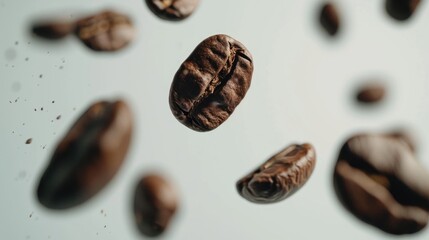 Coffee beans in motion, perfect for coffee shop promotions