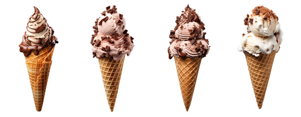 Set of cone Sweet ice cream chocolate cornet