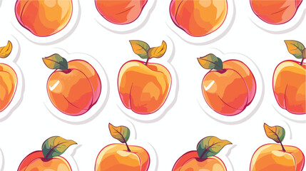 Tasty fruits. Peaches. Paper cut sticker style. Side