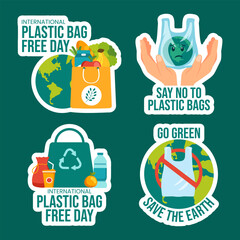 Plastic Bag Free Day Label Flat Cartoon Hand Drawn Templates Background Illustration