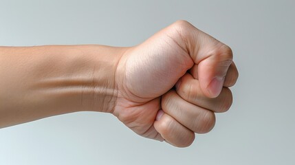 man hand with palm up in a white isolated background