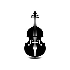 Low End Reverberation: Black Vector Silhouette of a Double Bass, Classic Double Bass Illustration- Double Bass vector