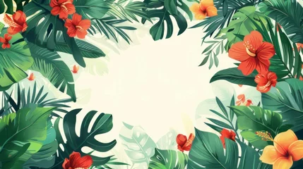  Tropical Oasis: A Blank Canvas Surrounded by Lush Foliage and Exotic Fruits © Katherine