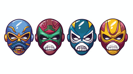 Four Lucha libre masks. Luchador colorful head set. Tr