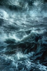 A picture of a large body of water with lots of waves. Ideal for travel and nature concepts