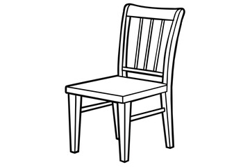 Furniture wooden dinning chair, line art, vector illustration