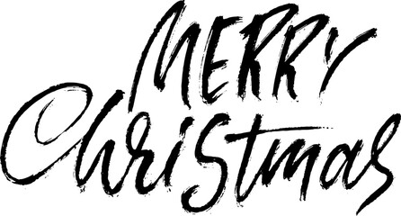 Merry Christmas Hand Drawn Modern Dry Brush Lettering. - 786974622
