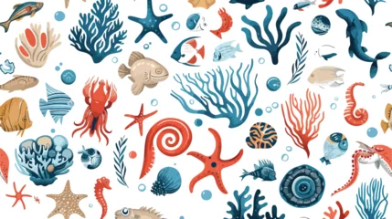 Cercles muraux Vie marine Underwater creatures and objects Colored vector set